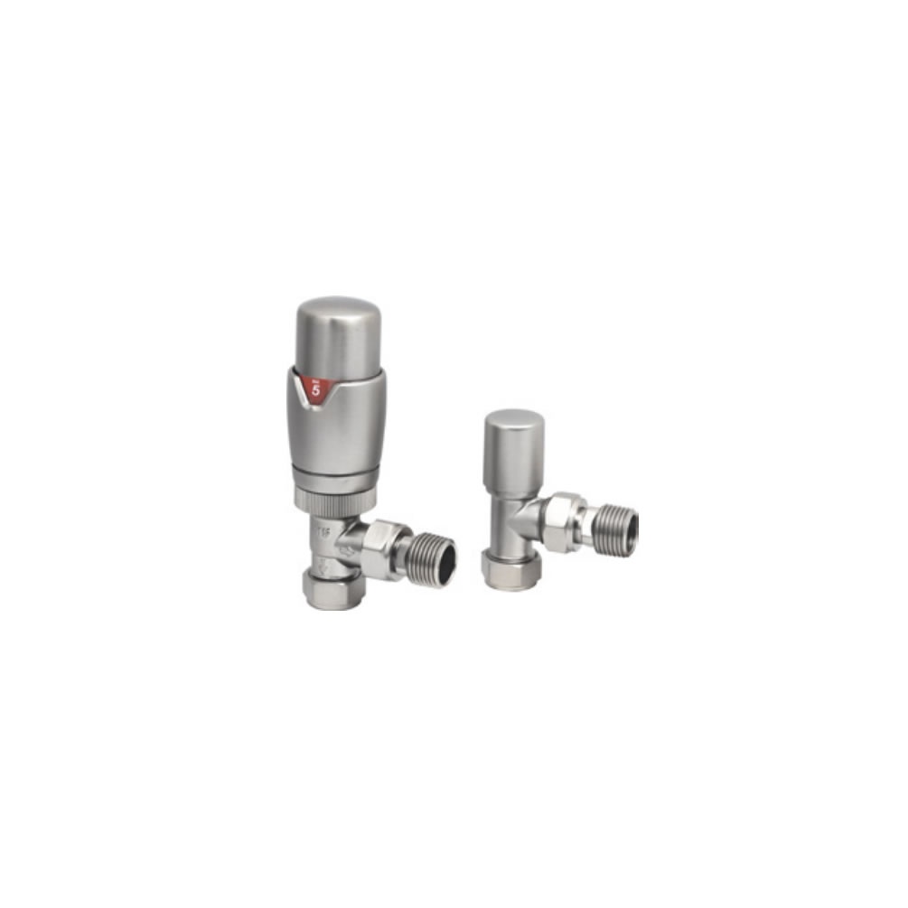 Cutout image of Redroom by Barwick Brushed Nickel Angled Thermostatic Radiator Valves